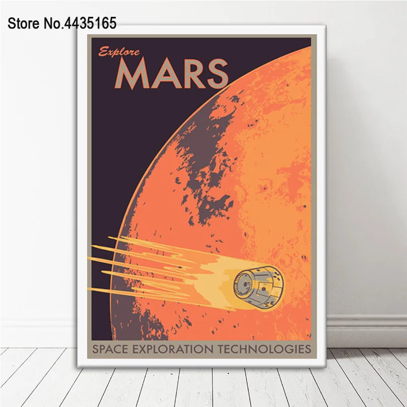 Постер Космос путешествия универсальная планета Марс плакаты и принты холст