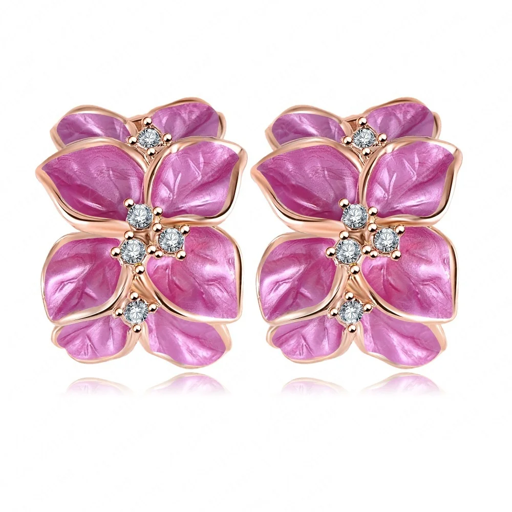 Suplush Горячая Мода цветок серьги гвоздики для женщин Эмаль Кристалл трендовые