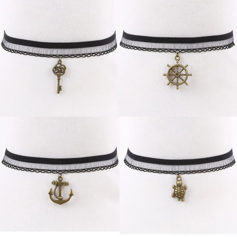 2 шт./лот черные полые круги ожерелье для девочек эластичная лента татуировка