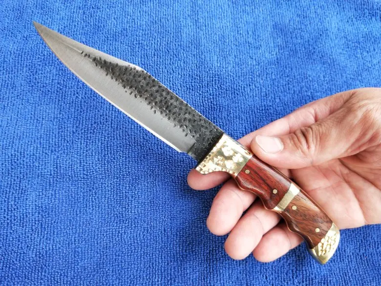 Handmade Forged tactical utility patterned steel pattern hunting knife fixed tools Pear handle first layer packing Sharp Knives |
