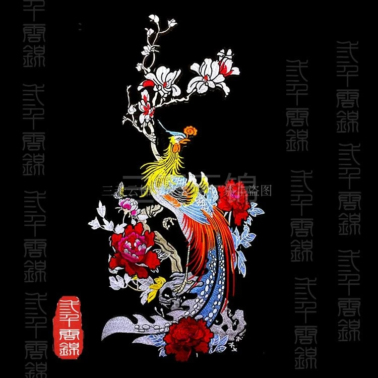 Нашивки в китайском стиле с вышивкой Феникс/роза аппликация для платьев и пальто