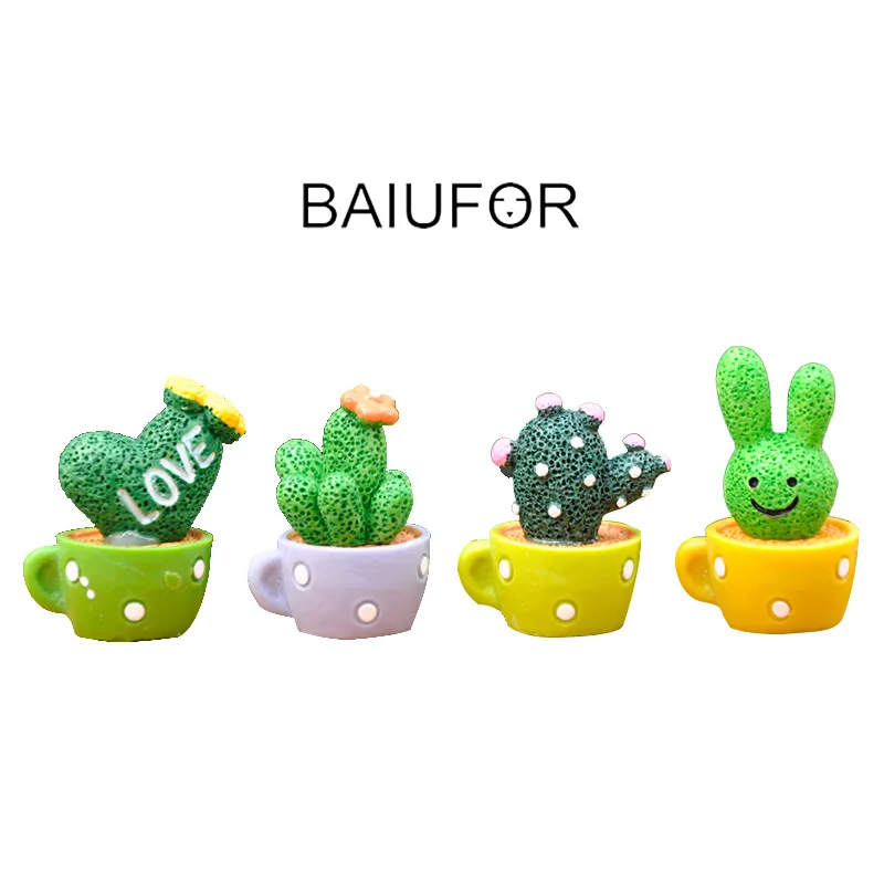 Миниатюрный милый мини горшок BAIUFOR 4 шт. мультяшный кактус суккуленты Кукольный
