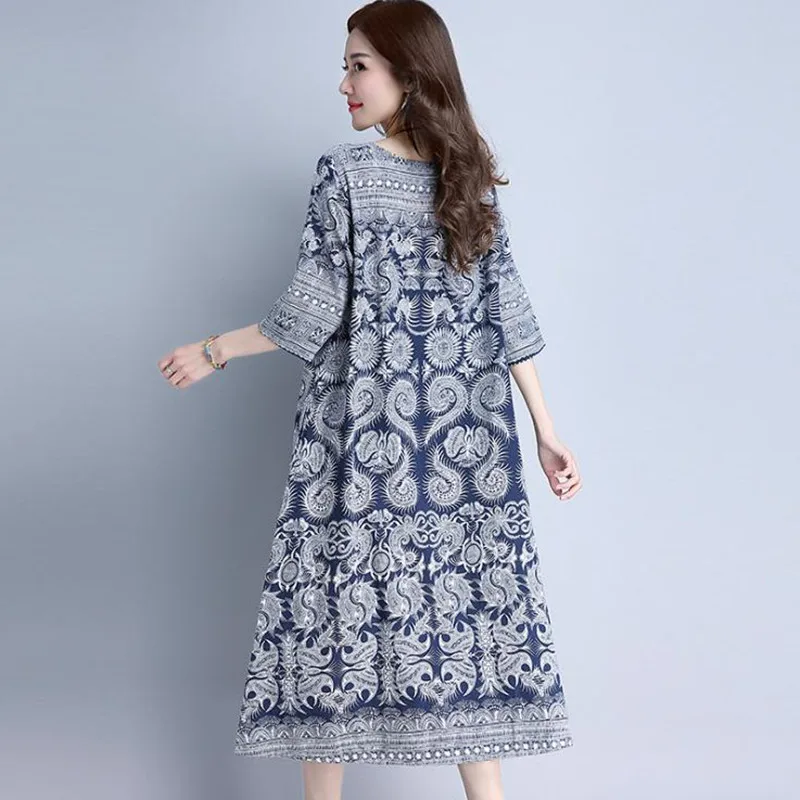 Осенняя модная китайская Ретро фольклорная стильная синяя белая кашемировая