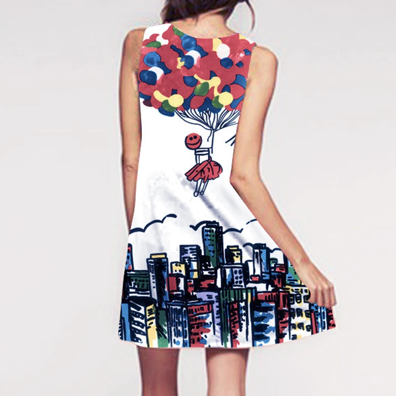 Drop 2017 Горячее предложение Новые разноцветные платья без рукавов с цветочным