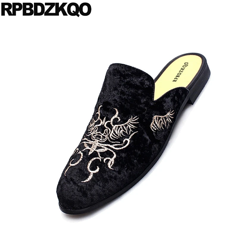 Slip On Embroidery Fashion Animal Print Rubber Sole Comfort Velvet Casual Shoes Men Designer 2021 Black Mules Stylish Flats | Обувь