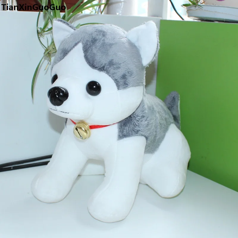 

lovely cartoon squatting dog husky plush toy about 28cm gray husky soft doll birthday gift s0475