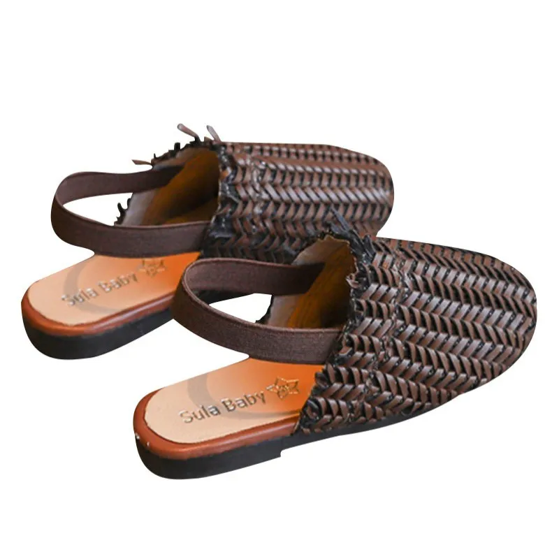 

New Summer Kids Shoes Fashion Leathers Sweet Children Sandals For Girls Toddler Baby Weaving Design Anti-Slip Shoes