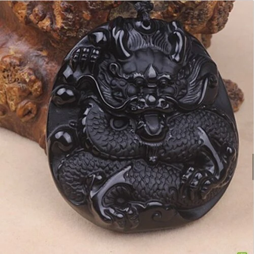 Natural matte Obsidian Dragons domineering Pendant Necklace | Украшения и аксессуары