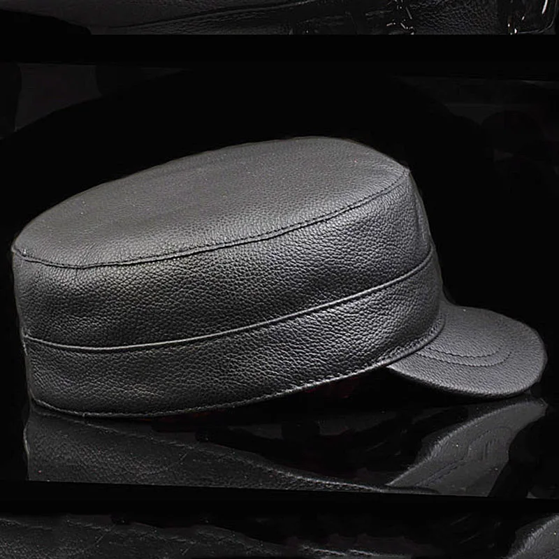 

Svadilfari wholesale Winter thermal 2017 genuine leather hats woman cap cadet cap man military hat cowhide leather cap