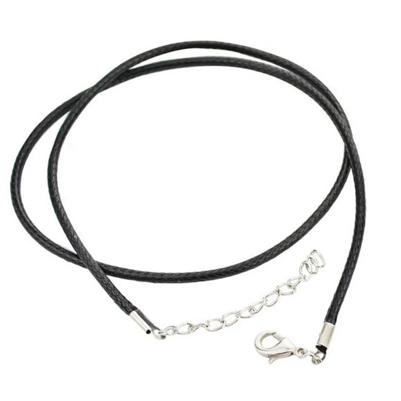 Черный кожаный шнур из воска 2 мм веревка для ювелирных изделий амулетов омаров с