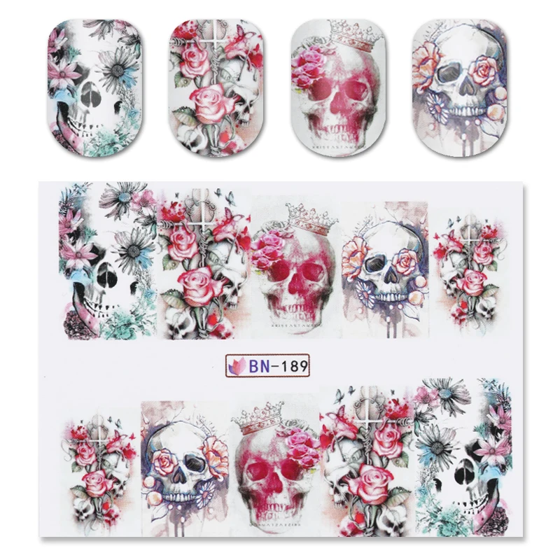 1 шт. наклейка на ногти водная с сексуальным черепом переводная для нейл арта