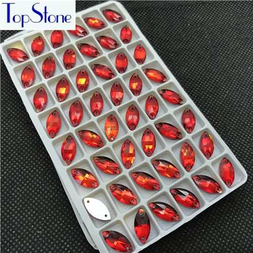 lt siam TopStone 6x12 мм 7x15 мм 9x18 мм Navette пришитые камни плоские стеклянные кристаллы 2 отверстия пришивные стразы в виде конского глаза для одежды - Цвет: lt siam
