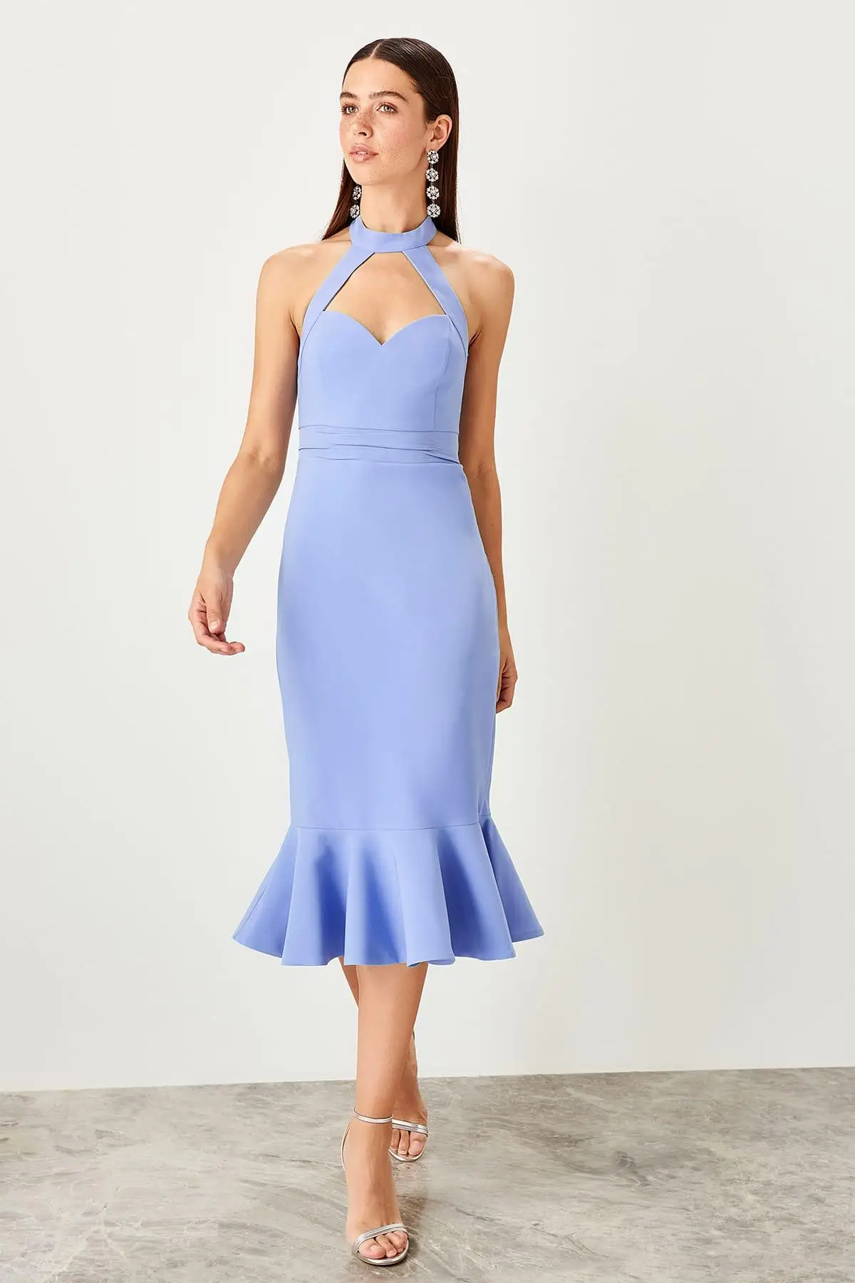 Trendyol Сиреневое платье с воротником TPRSS19BB0429|Женские платья| |