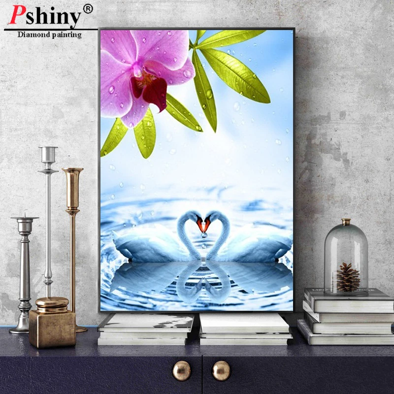 Pshiny 5d алмазная живопись своими руками Лебедь вышивка крестиком фаленопсис
