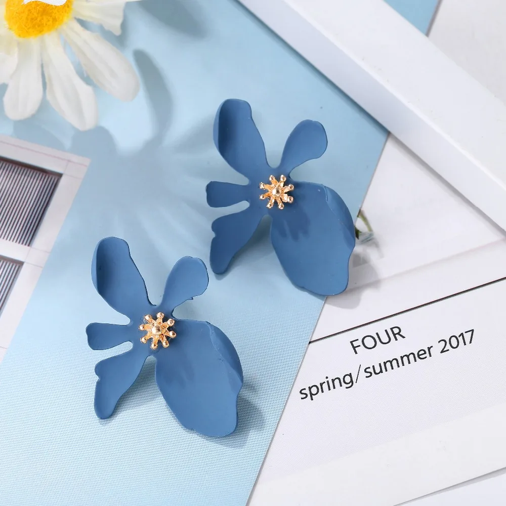 Женские серьги гвоздики с цветным цветком в Корейском стиле модные милые