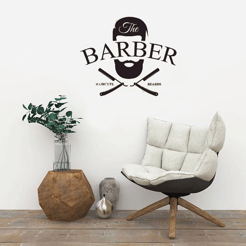 Настенная Наклейка stizzy Barbershop с логотипом художественное украшение настенная