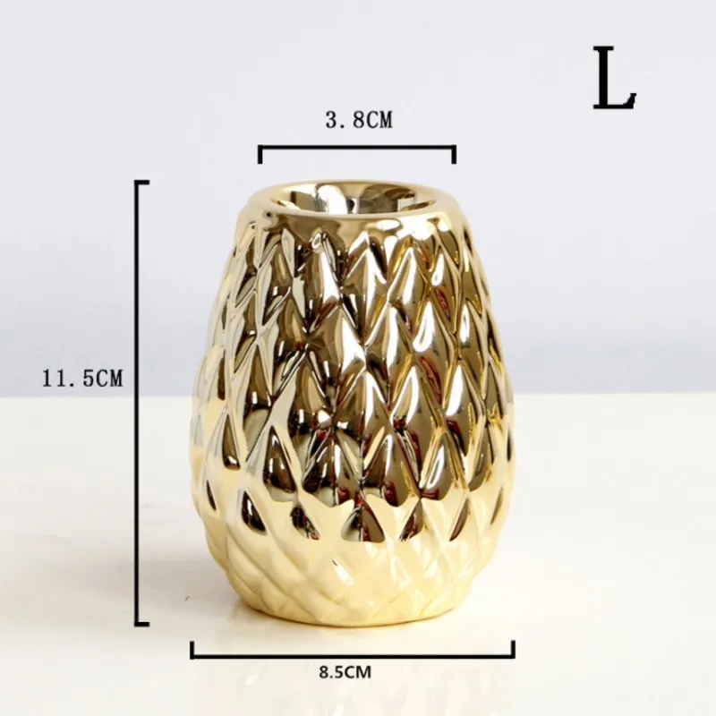 Luxury Plating Gold Silver Ceramic Candlestick Holder Candle Cup European Home Candlelight Dinner Decoration Ornaments