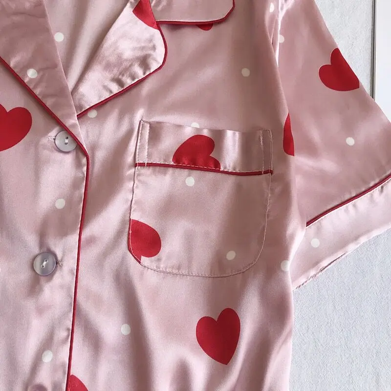 Женская пижама с принтом из искусственного шелка комплект 2 предметов