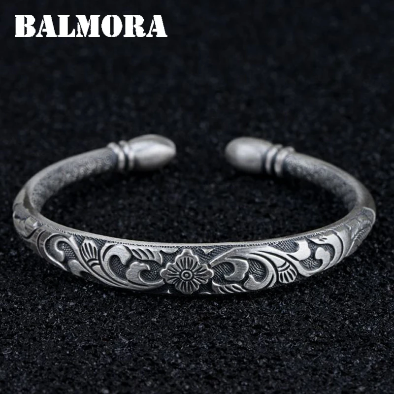 Браслеты BALMORA женские из чистого серебра 999 пробы буддистские браслеты с сутрой
