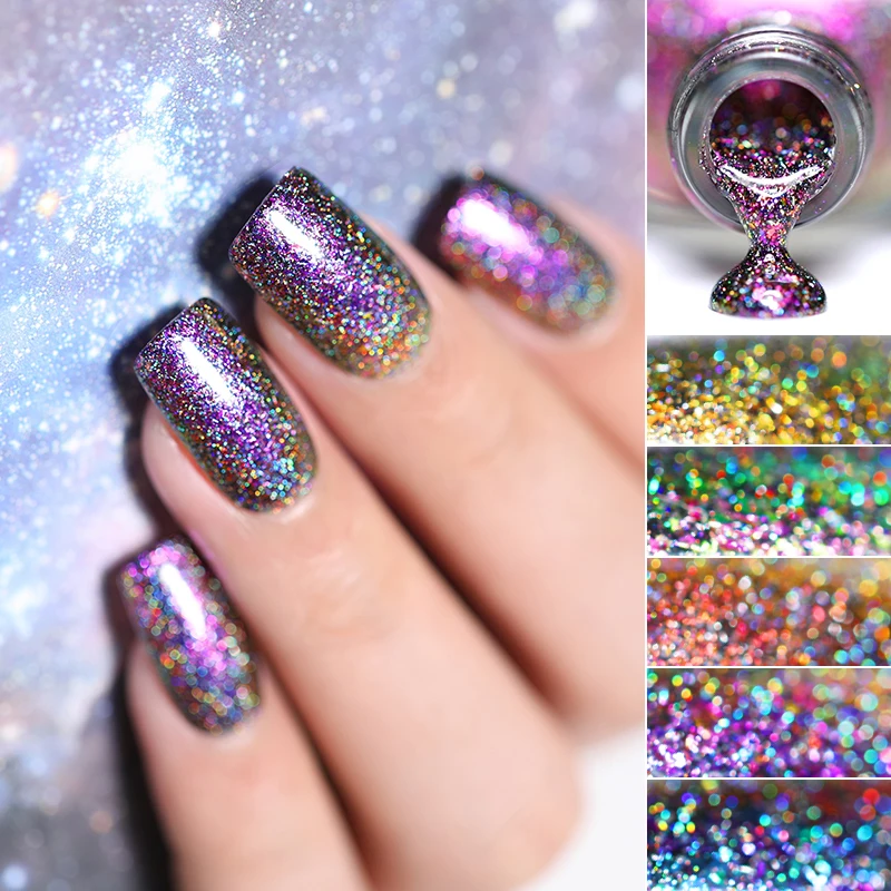BORN PRETTY 6 мл Павлин голографический лак Holo лак для ногтей цвета черная основа