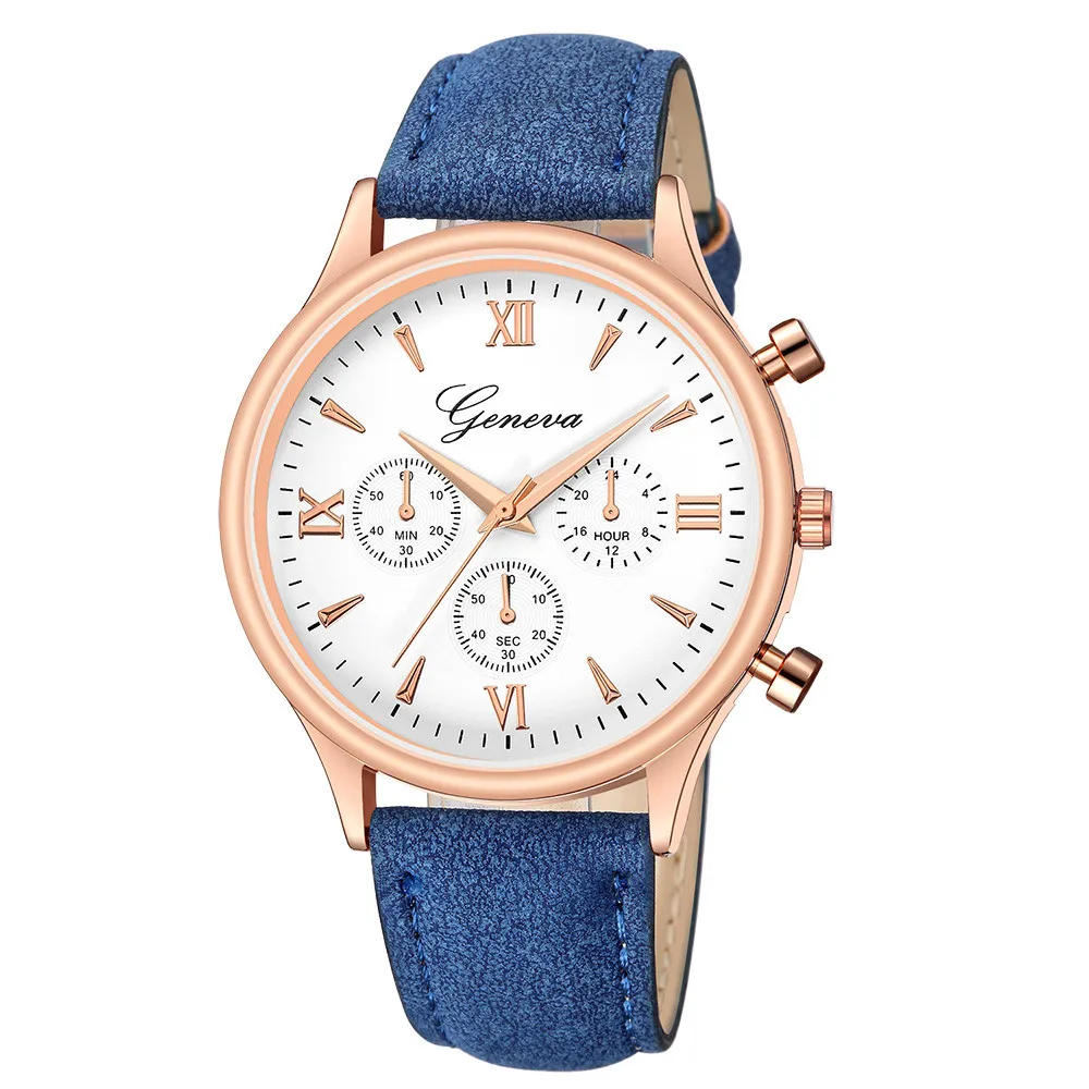 Luxury Fashion Faux Leather Mens Blue Ray Glass Quartz Analog Watches large wall clock mechanism women montre femme 30 | Наручные часы