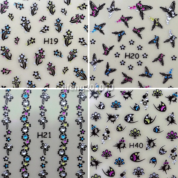 3D наклейки для дизайна ногтей украшения из горного хрусталя кружева цветок