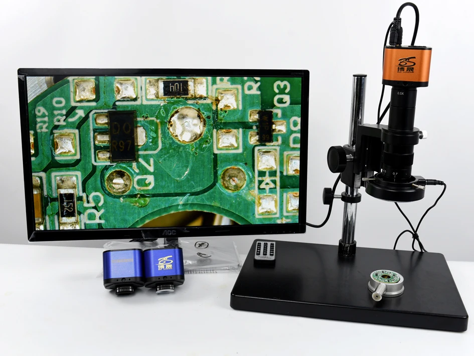 1080P Industrial Microscope Camera HDMI USB Outputs with 200X C-mount Lens and 52 LED Light Microscopes | Инструменты