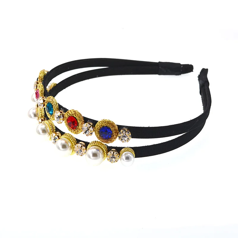 Модный легкий горный хрусталь хрустальный обруч шелковая инкрустация жемчужный