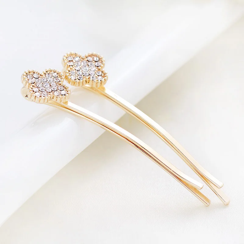 Заколка для волос с кристаллами 1 пара золотистого цвета