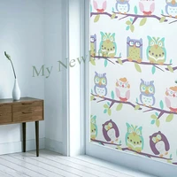 cartoon owl birds privacy window film decorative stained frosted static cling glass sticker kids room home decor 456090200cm