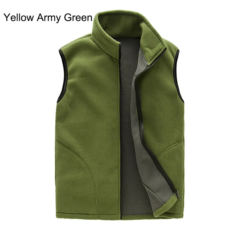 Yellow Army Green VEQKING, мужской весенний флисовый жилет, уличная походная куртка для альпинизма, треккинга, рыбалки, мужские теплые куртки без рукавов - Цвет: Yellow Army Green