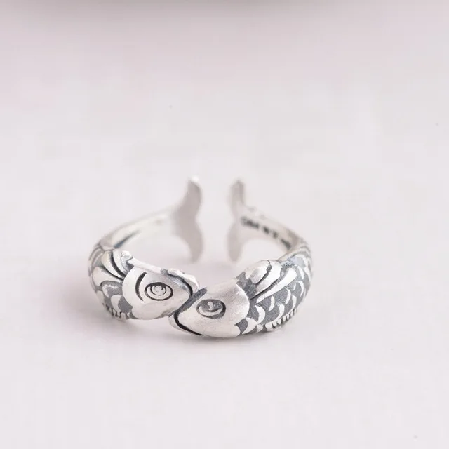 925 Sterling Silver Double Fish Rings | Perfect Gifts for Girls and Women - Jewelry image 2