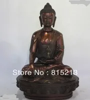 bi00321 Tibet Buddhism Temple Red Bronze Tathagata Sakyamuni Buddha Statue