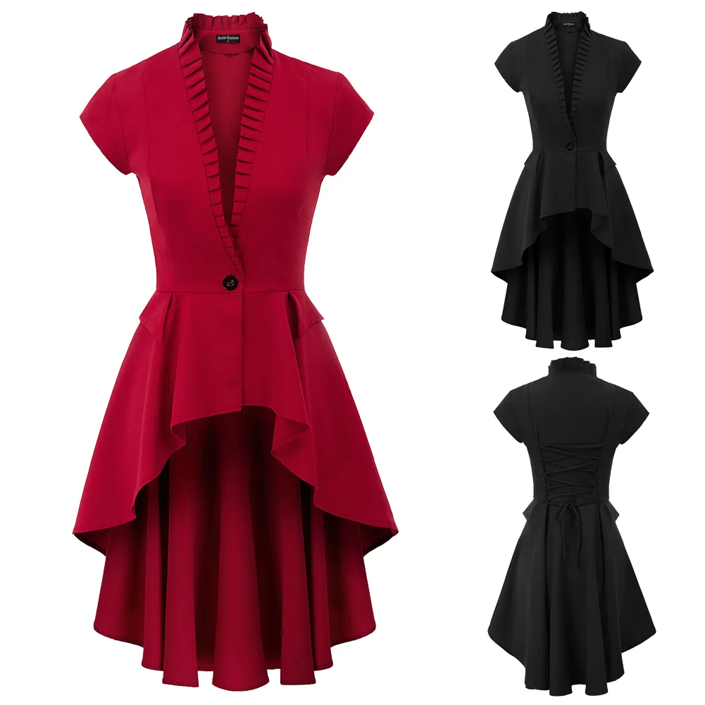 Женское пальто в стиле стимпанк панк средневековый длинный костюм Ретро стиль с