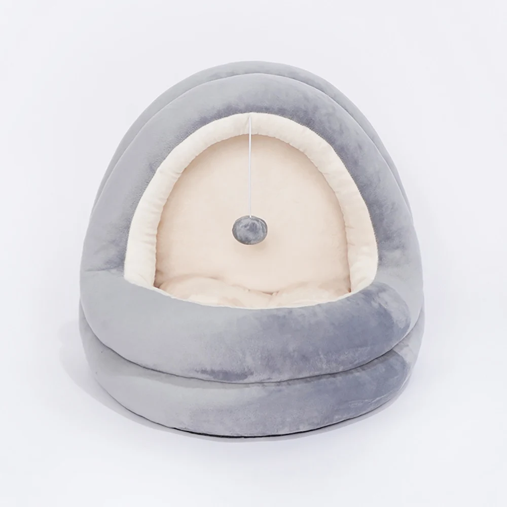 Warming Cat Cave Bed House Pet Sleeping Bag For Small Dog Cats Hamster Soft Removable Mat Nest Houses With a Playing Ball