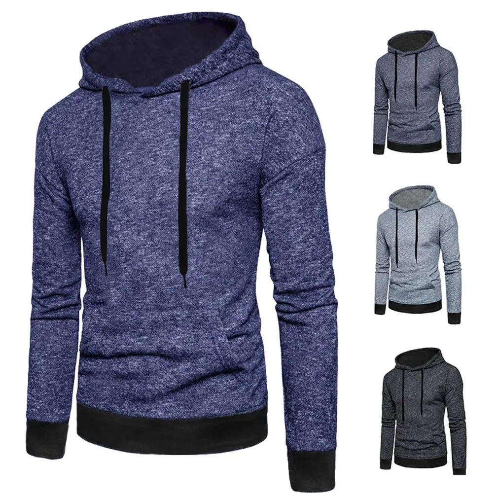 Тонкие мужские толстовки с капюшоном Повседневный хлопковый теплый пуловер