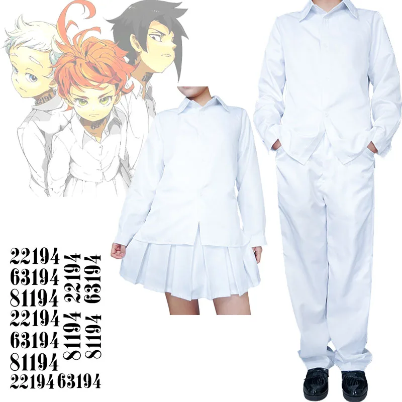Платье-рубашка Neverland Yakusoku no Neverland Emma, рубашка Норман, штаны, школьная форма комплект, аниме, костюмы для косплея