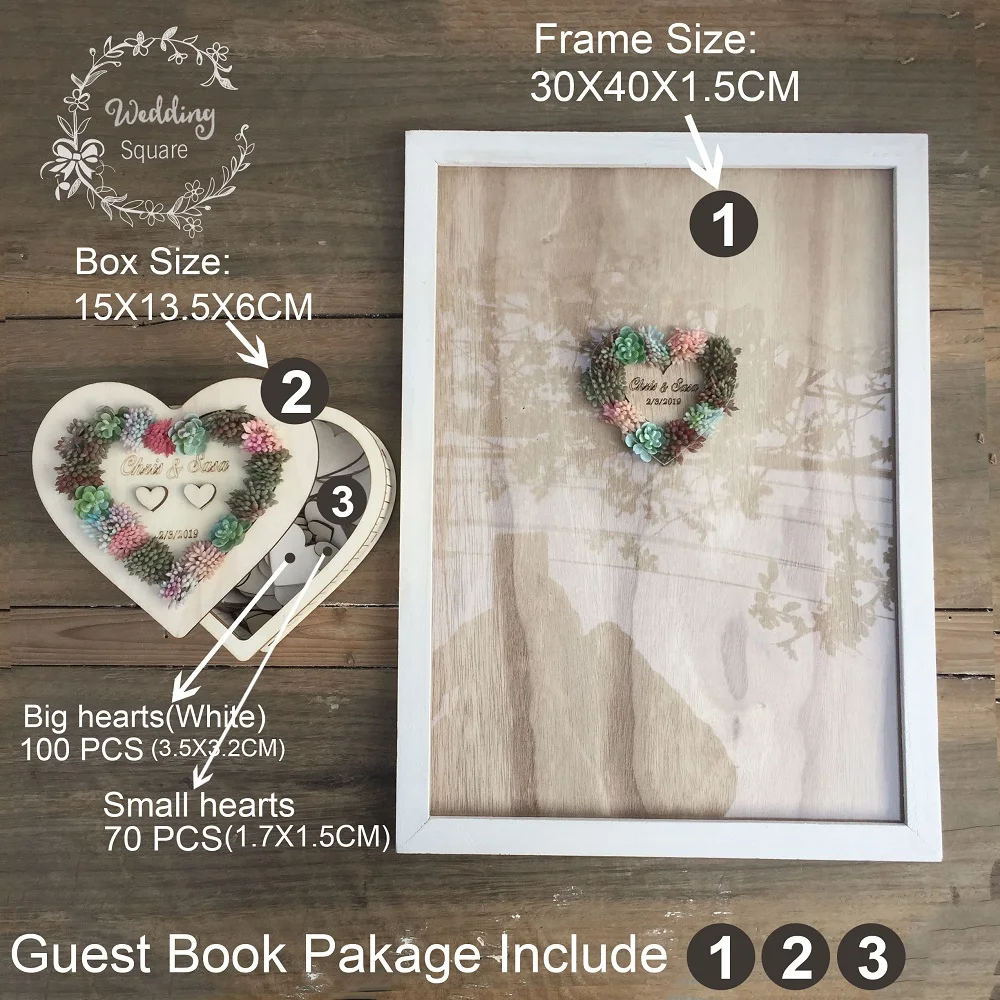Wedding drop box Succulent Cactus Wrcath Personalised Guest book Frame Sign Book decoration wooden | Дом и сад