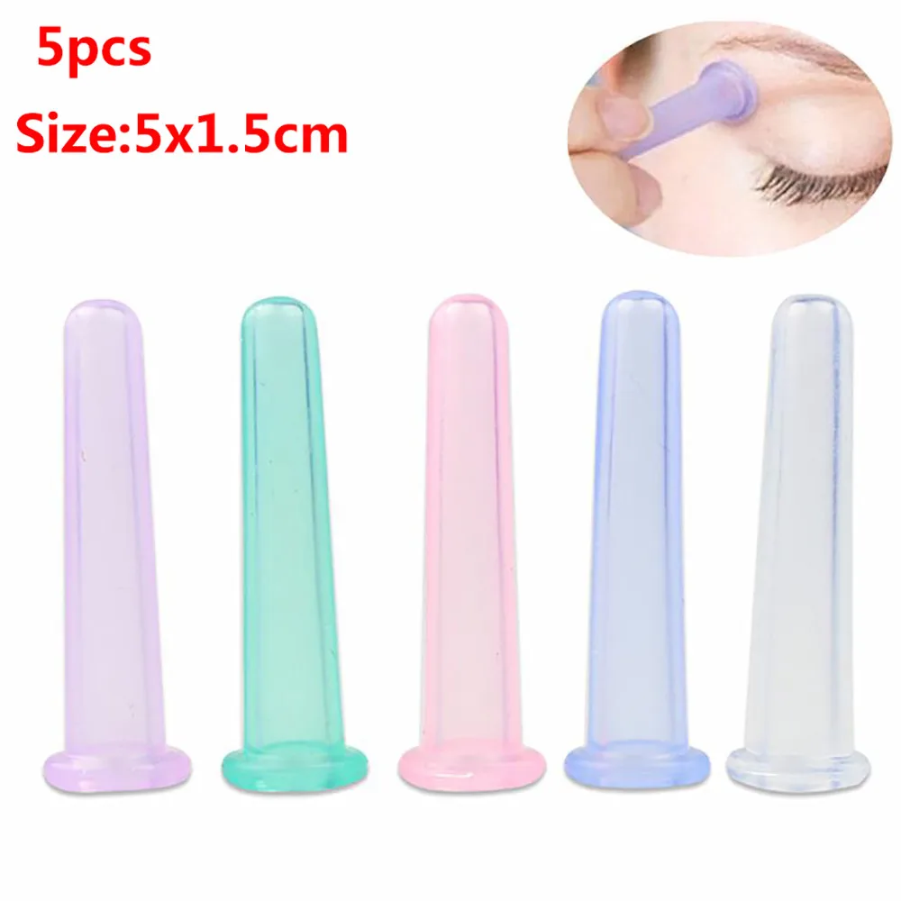 Женская мода 5 шт Мини лицевые глаза силиконовые банки всасывание лифтинг