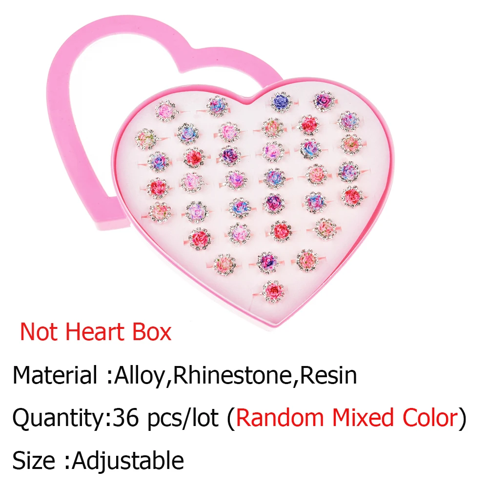 36 шт./компл. Набор цветных колец на палец со стразами и цветком для женщин