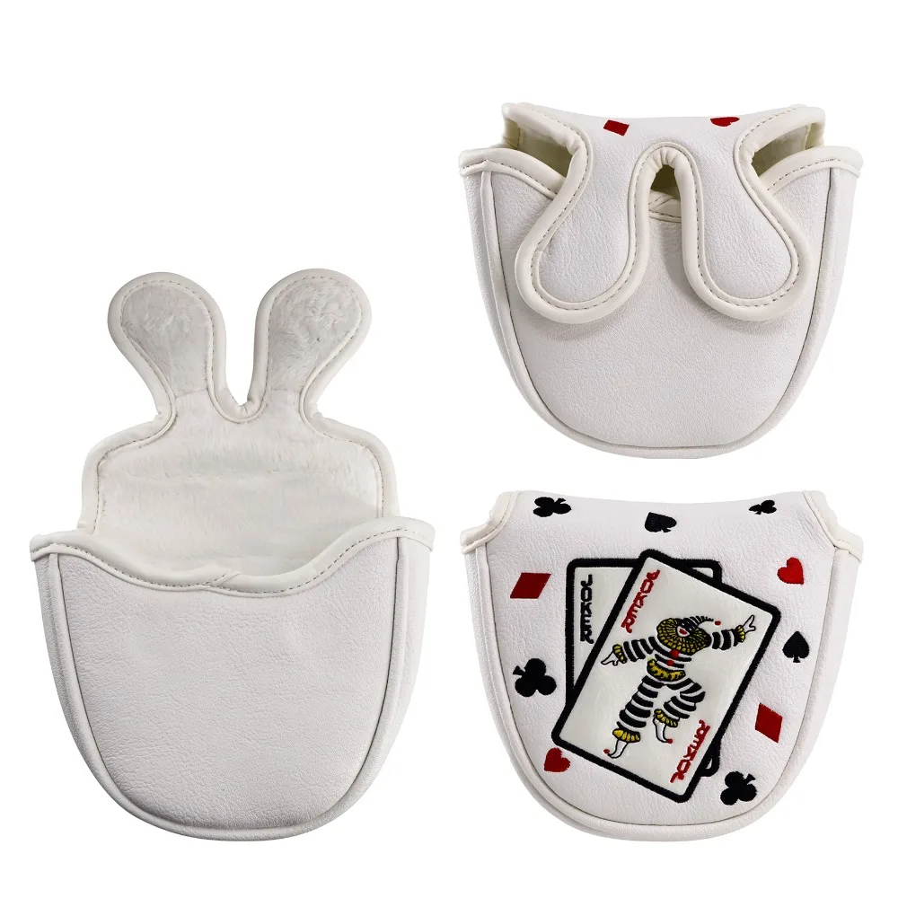 Craftsman Golf Mallet Headcover Putter Cover for Center-shaft Club Magnetic Closure Black White PU Leather Joker Embroidery