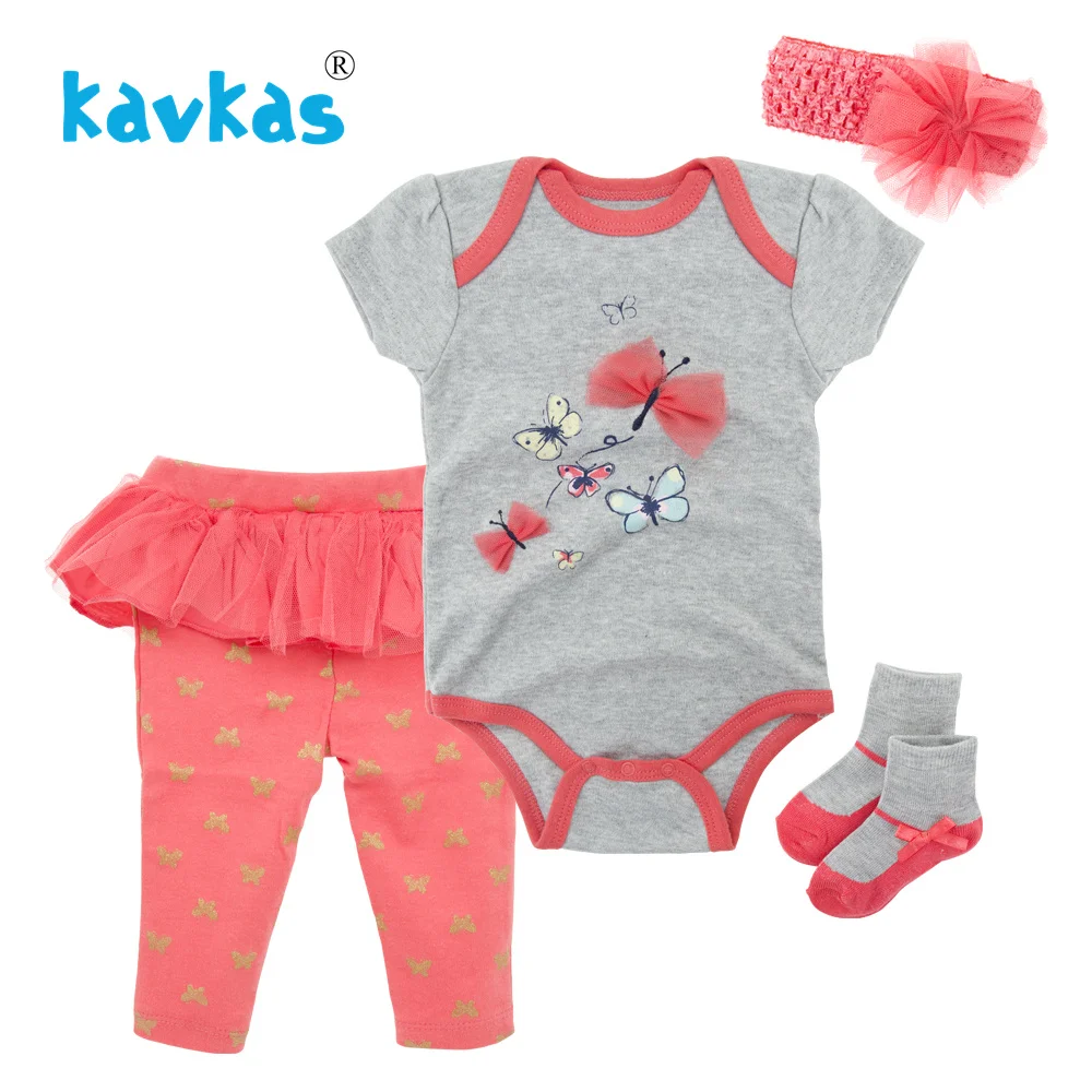 TZ6097 Kavkas/хлопковая одежда для сна для маленьких мальчиков и девочек, наряды с халатом платье для новорожденной, пижамный комплект, топ, штаны с колготками, повязка на голову, 4 предмета, детские халаты - Цвет: TZ6097