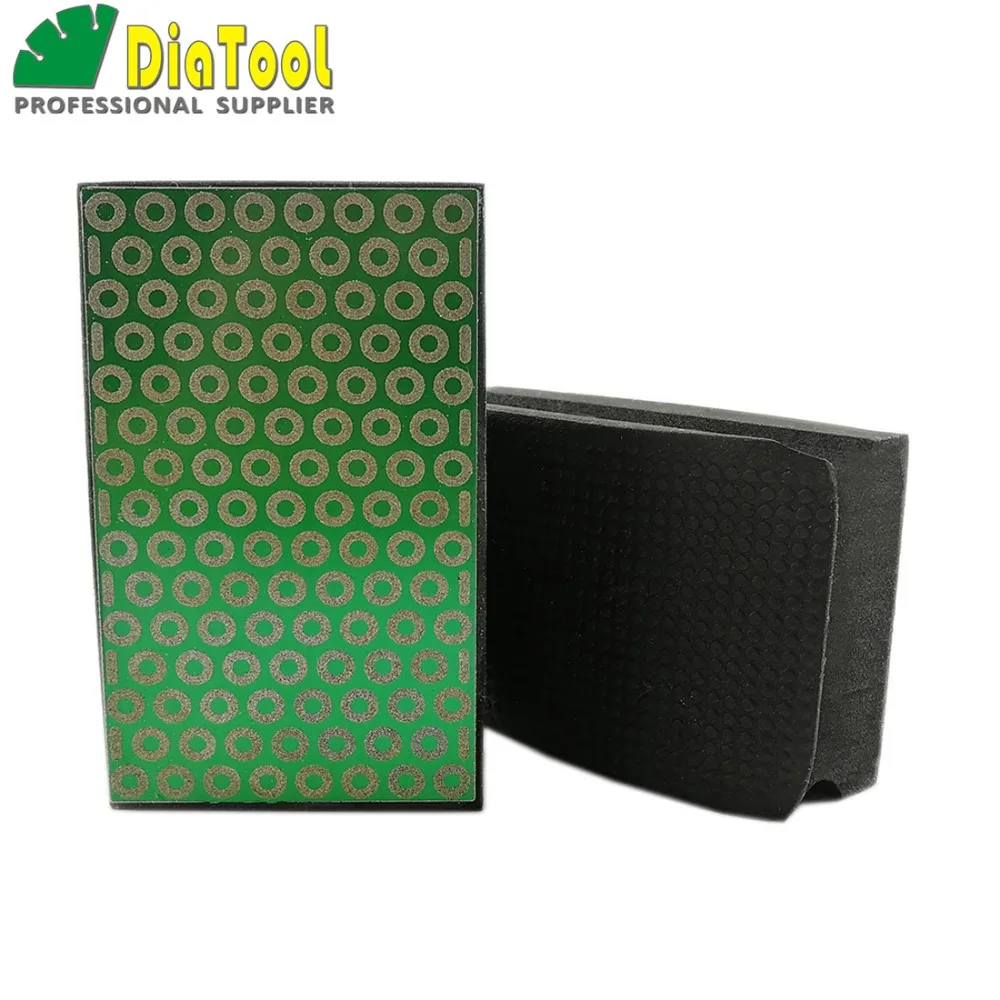 DIATOOL 2pcs Electroplated Diamond Hand Pad 90X55MM Grit #100 Foam Backed Polishing | Инструменты