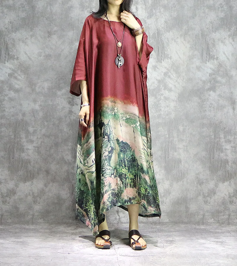 Женское шелковое шифоновое платье с принтом в стиле ретро Элегантное летнее