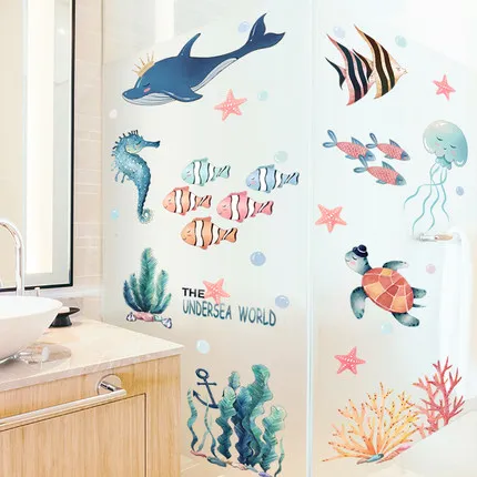 DIY Cartoon Magical Submarine World Kids Wall Sticker Baby Room Bathroon Nursery Lovely Fish Home Decor Poster | Дом и сад