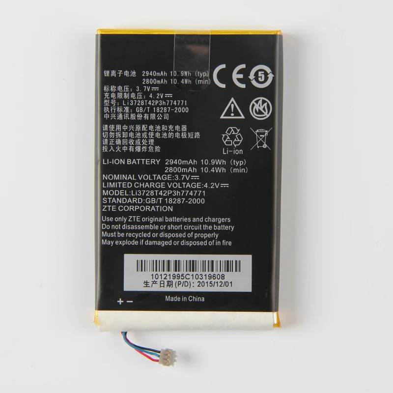 Original MF93 phone battery For ZTE MF93E MF93 MF93D MF915 Li3728T42p3h774771 2940mAh