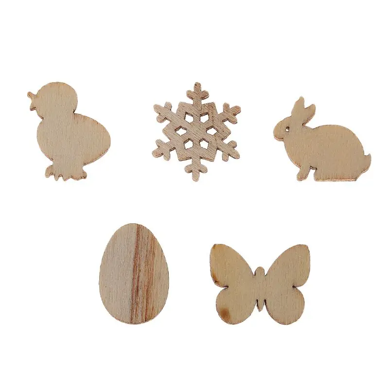 50 шт. лазерная резка дерева пасхальное яйцо и кролик украшение деревянная форма