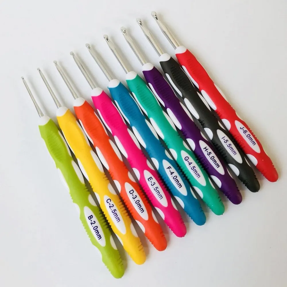 

10pcs/set 2.0-10mm Multicolor Knitting Needles Soft Grip with Ergonomic Handle Crochet Hook DIY Craft Yarn Weave Crochet Needle