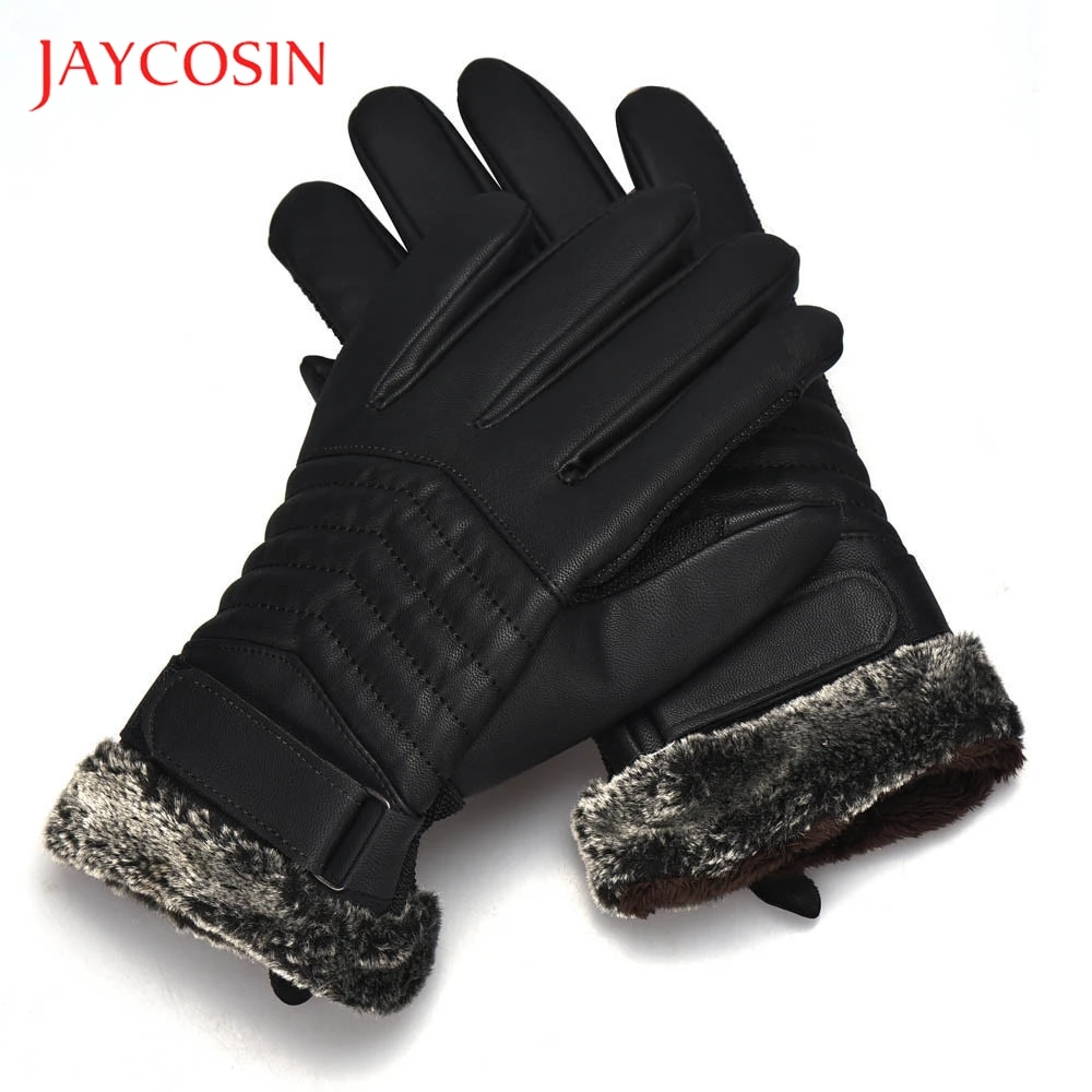 JAYCOSIN мужские теплые противоскользящие зимние спортивные кожаные перчатки с