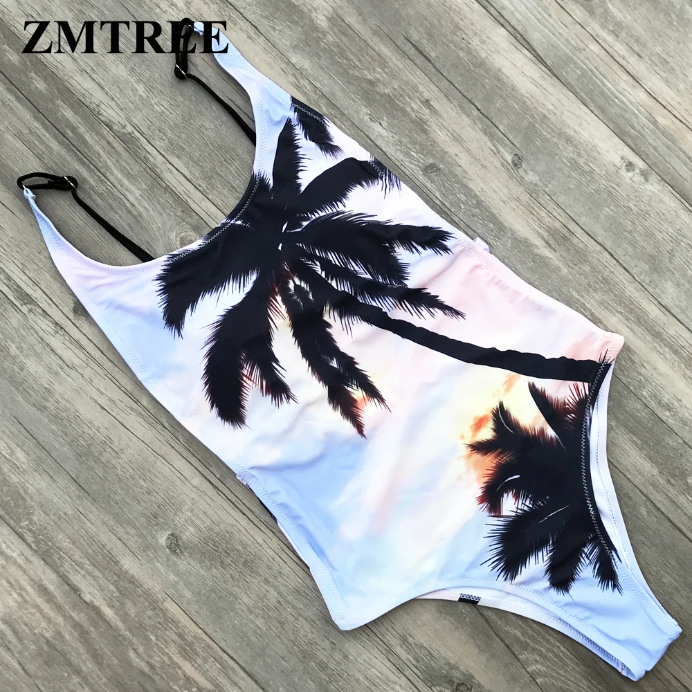 ZMTREE с принтом &quotкокосовое дерево&quot Simwear женский купальный костюм 2018 сексуальный